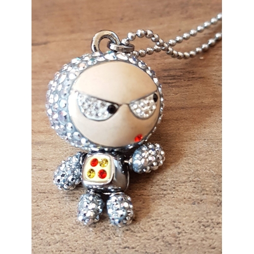67 - 'ELIOT AND ERICA' Cool and Collectible Swarovski Pendants, Gold and Silver Tone, on Long Ball Bead C... 