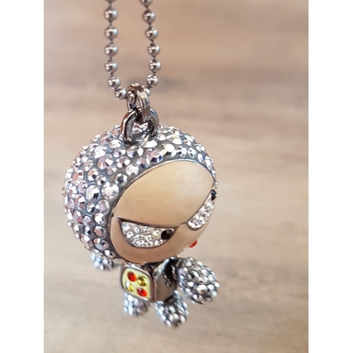 67 - 'ELIOT AND ERICA' Cool and Collectible Swarovski Pendants, Gold and Silver Tone, on Long Ball Bead C... 