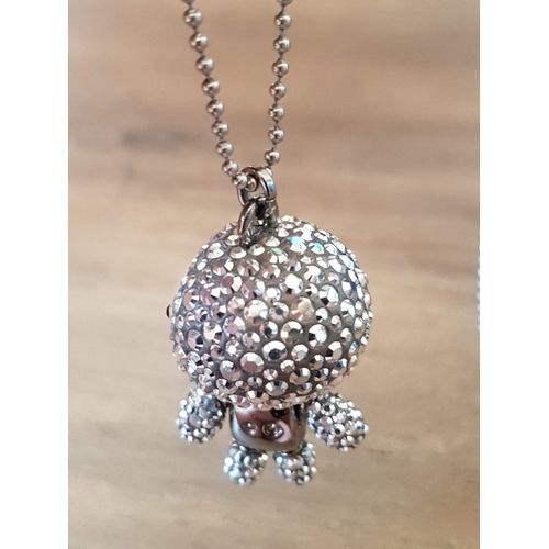 67 - 'ELIOT AND ERICA' Cool and Collectible Swarovski Pendants, Gold and Silver Tone, on Long Ball Bead C... 