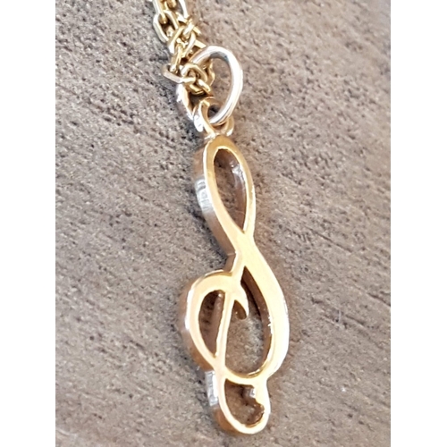 71 - 18ct (Hallmark 750) Yellow Gold Necklace (Approx. L: 50cm ) with Clef Themed Pendant, Approx. 7.3g. ... 