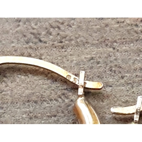 72 - 2x Pair of 9ct Yellow Gold Hoop Earrings; Heart Motif Design and Dolphins Design, Approx. 1g.  (2+2)