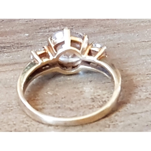 73 - 9ct Yellow Gold, 3x Clear Stones Dress Ring, Approx. 3.2g and Size N.