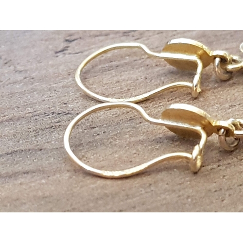 74 - Dolphin Shape Pair of Dangle Earrings, 14c Yellow Gold, Approx. 2.2g.