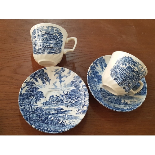 79 - Vintage Style Porcelain Blue & White Coffee Set; Inc. Coffee Pot, Creamer, Sugar Bowl with Lid and 6... 