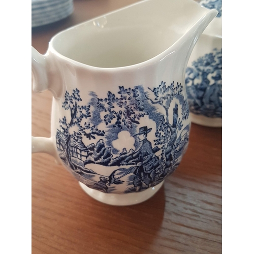 79 - Vintage Style Porcelain Blue & White Coffee Set; Inc. Coffee Pot, Creamer, Sugar Bowl with Lid and 6... 