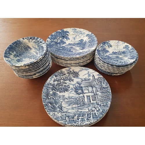 80 - Vintage Style Blue and White Porcelain Dinner Set (Incomplete) in 2 x Patterns; Ridgway Ironstone St... 