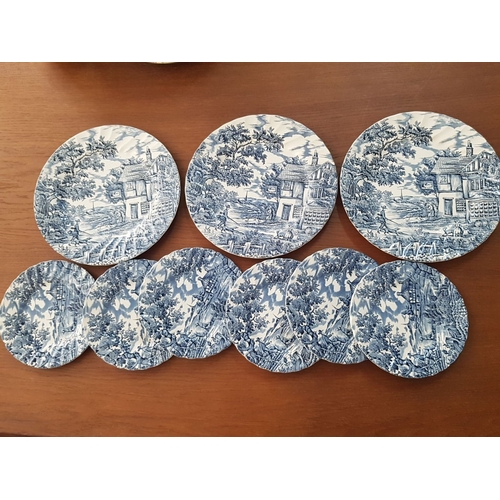 80 - Vintage Style Blue and White Porcelain Dinner Set (Incomplete) in 2 x Patterns; Ridgway Ironstone St... 