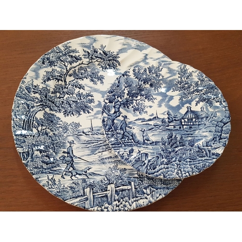 80 - Vintage Style Blue and White Porcelain Dinner Set (Incomplete) in 2 x Patterns; Ridgway Ironstone St... 