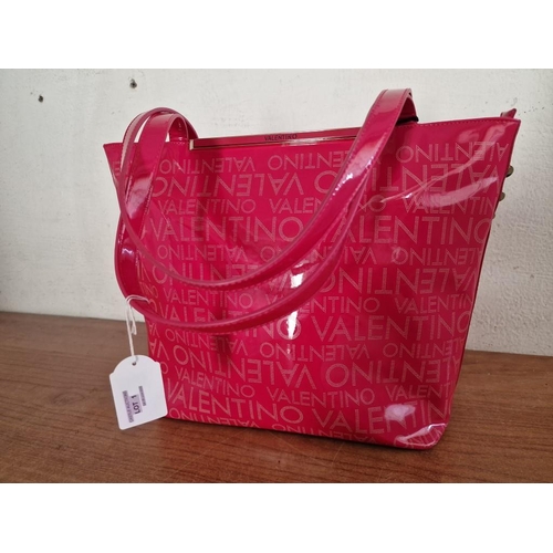 1 - Pink/Fuchsia Mario Valentino Tote Bag / Hand Bag, by 'Miriade Group', Italy, with Repeating 'Valenti... 