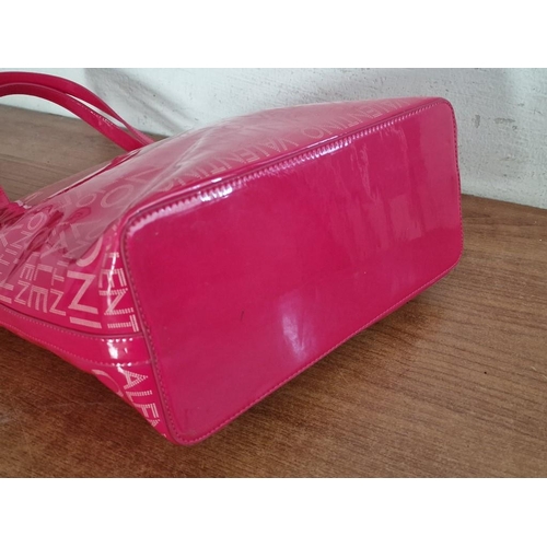 1 - Pink/Fuchsia Mario Valentino Tote Bag / Hand Bag, by 'Miriade Group', Italy, with Repeating 'Valenti... 
