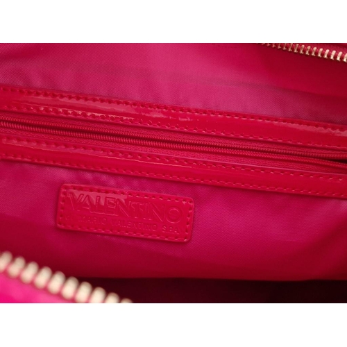 1 - Pink/Fuchsia Mario Valentino Tote Bag / Hand Bag, by 'Miriade Group', Italy, with Repeating 'Valenti... 