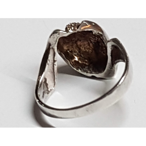83 - Silver 925 Jewelry; 2x Different Style Rings Size R and M. Together Pair of Floral Shape Earrings, A... 