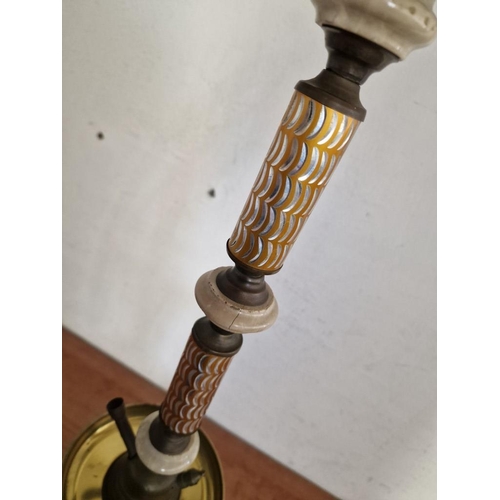 14 - Decorative Shisha Pipe with Hand Painted Blue Glass Base, (Approx. H: 76cm)