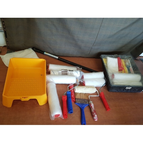 515 - Assorted Collection of Painting Tools; Inc. Paint Trays, Brush, Roller Cages, Paint Roller Refill an... 