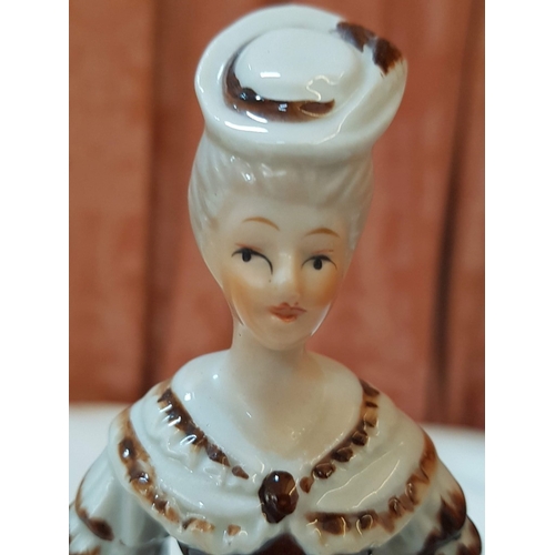 518 - 2x Vintage Style Porcelain Figurines; 'Marquise' Dresden Lace Style Figurine (H: 15.5cm) and Lady in... 