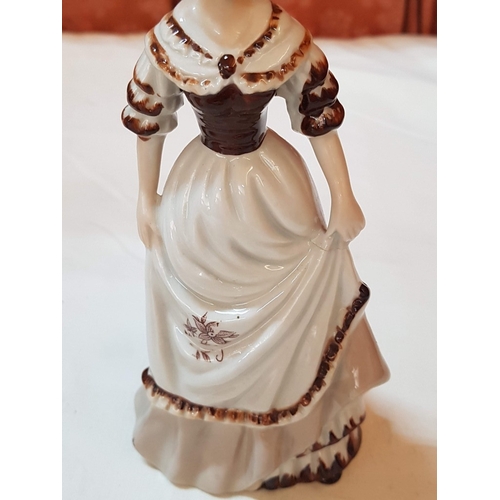 518 - 2x Vintage Style Porcelain Figurines; 'Marquise' Dresden Lace Style Figurine (H: 15.5cm) and Lady in... 