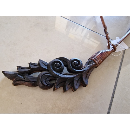 Vintage Carved Wood Bow & Arrow Set from Borneo; Decorative Bent Wood ...