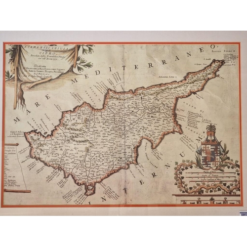 Framed Print of Early Cyprus Map (Circa 1571) with Hand Colouring ...