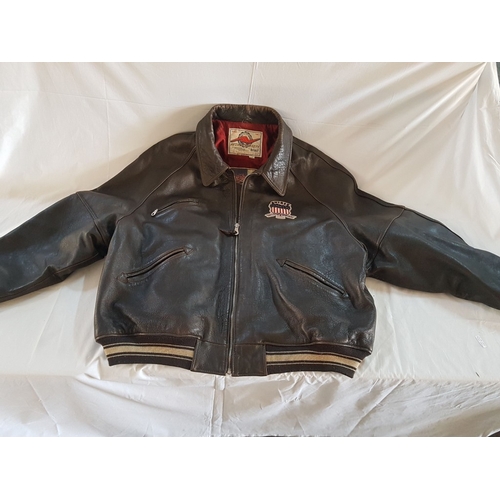 Rare Vintage AVIREX USA Spell Out Flag Full Zip Leather Varsity