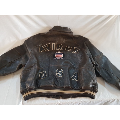Rare Vintage AVIREX USA Spell Out Flag Full Zip Leather Varsity
