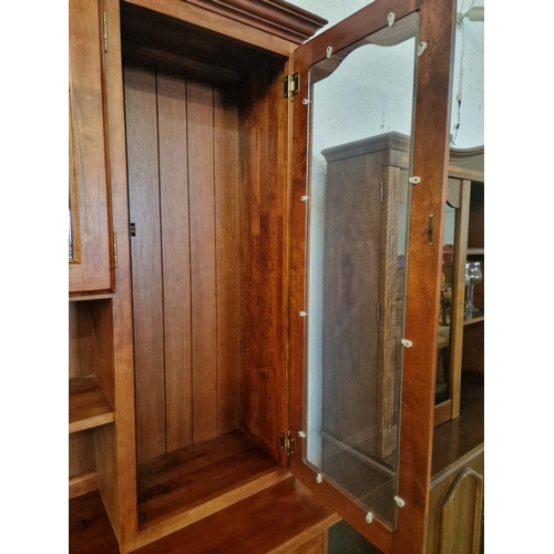 450T - Dark Cherry Wood Display Cabinet Over Sideboard, with Glazed Cupboards and Display Shelves over 4-Dr... 