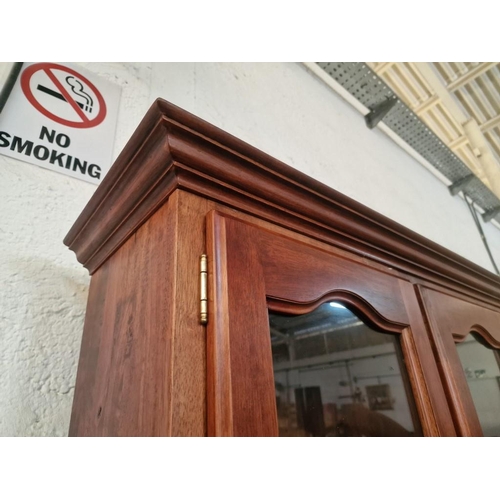 450T - Dark Cherry Wood Display Cabinet Over Sideboard, with Glazed Cupboards and Display Shelves over 4-Dr... 
