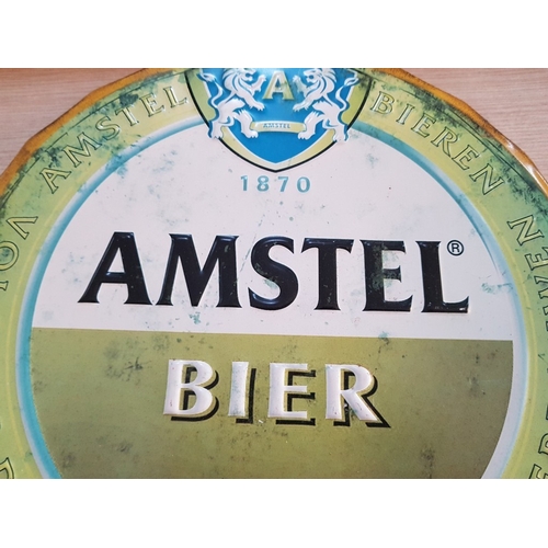 132 - ‘AMSTEL’  Bier wall hanging metal advertising crown cap – 42cm diameter