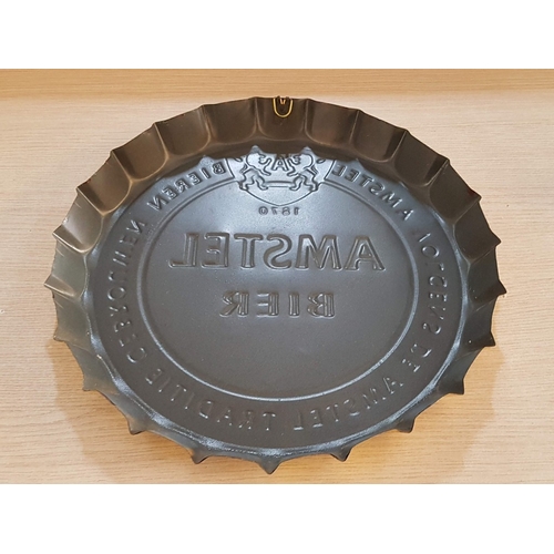 132 - ‘AMSTEL’  Bier wall hanging metal advertising crown cap – 42cm diameter