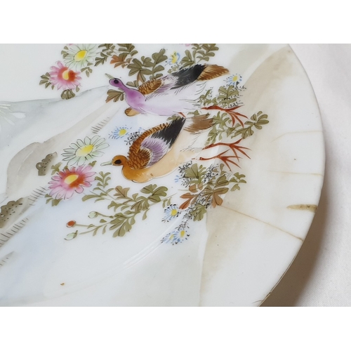 136 - Japanese hand painted egg shell porcelain Kutani Ware featuring scenes with birds, lake and Mount Fu... 