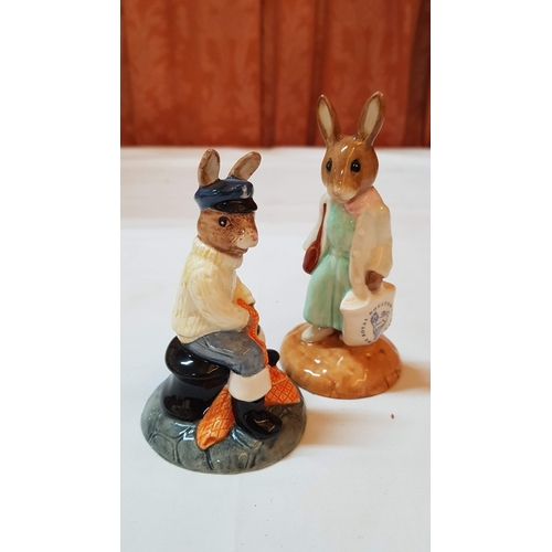 438 - Vintage 2x Royal Doulton Bunnykins Porcelain Figurines; 'Shopper Bunnykins' DB233, Approx. H: 11.5cm... 