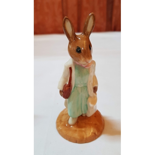 438 - Vintage 2x Royal Doulton Bunnykins Porcelain Figurines; 'Shopper Bunnykins' DB233, Approx. H: 11.5cm... 