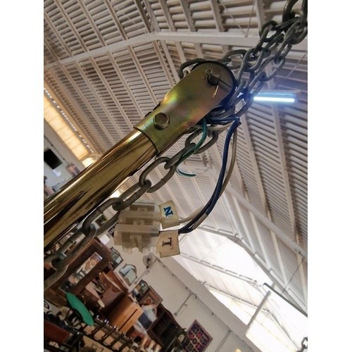 120A - Pair of 4-Blade Ceiling Fans with 4-Spot Lights, Brass, Dark Wood and Cane Effect, (2), Together wit... 