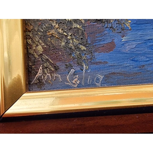 194 - Framed Oil on Canvas Painting of Countryside Cottage with Stream & Bridge, Signed, by Ann Celia (Fre... 
