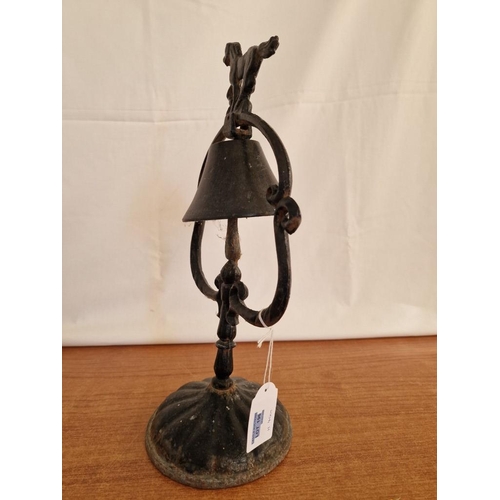 196 - Vintage Cast Iron Freestanding Bell with Horse, (Approx. H: 40cm)