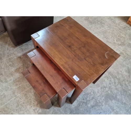 209 - Heavy Wooden Nest of 3 Tables, (Approx. Max. 56 x 40 x 52cm), (3)