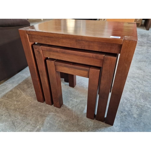 209 - Heavy Wooden Nest of 3 Tables, (Approx. Max. 56 x 40 x 52cm), (3)