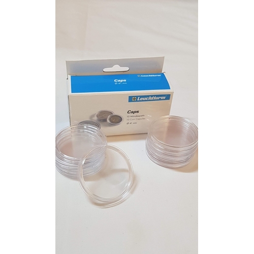 171 - 'Leuchtturm' Collection of Plastic Transparent Coin Capsules, 10x Ø: 41mm and 24x Ø;22.5mm, Un-Used.... 
