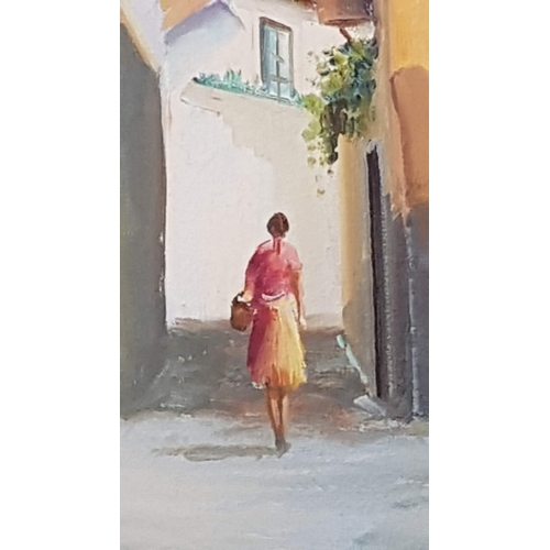 180 - 'Walk Around Kavalas', Original Painting by Dimitris Karamanlis, Greek Artist, Oil on Canvas, Signed... 