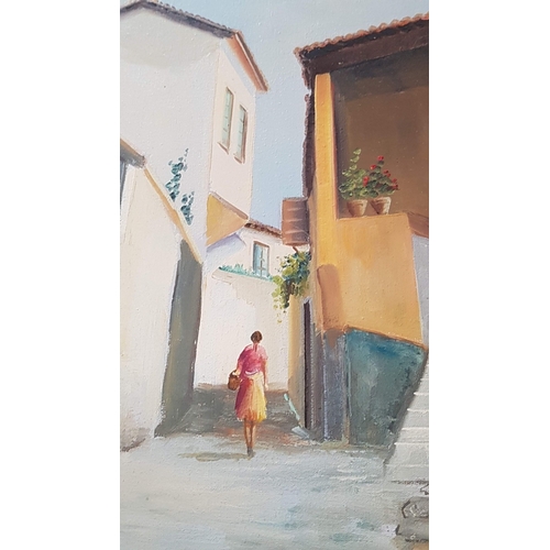 180 - 'Walk Around Kavalas', Original Painting by Dimitris Karamanlis, Greek Artist, Oil on Canvas, Signed... 