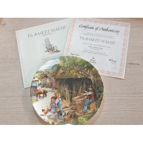 20 - 6 boxed Royal Doulton plates depicting,  ‘The Spinner’, ‘The Blacksmith’, ‘The Candle Maker’, ‘The S... 