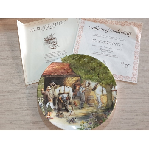 20 - 6 boxed Royal Doulton plates depicting,  ‘The Spinner’, ‘The Blacksmith’, ‘The Candle Maker’, ‘The S... 