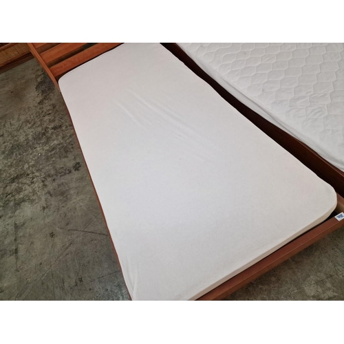 207 - Modern Cherry Wood Colour Single Bed with Wood Surround and Angled Slat Headboard, Together with 'Ge... 