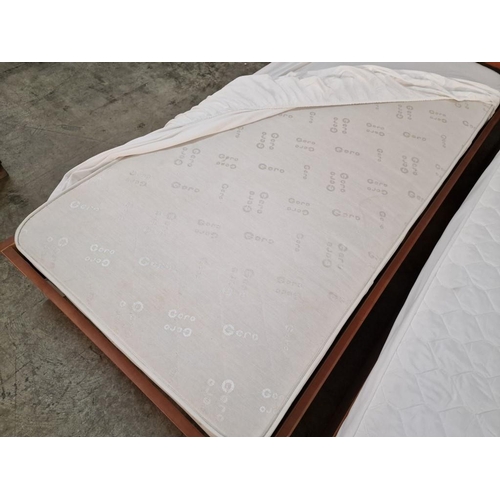207 - Modern Cherry Wood Colour Single Bed with Wood Surround and Angled Slat Headboard, Together with 'Ge... 