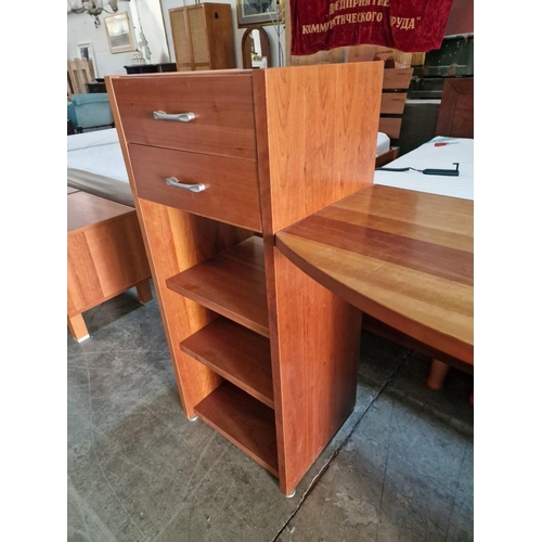 218 - Modern Cherry Colour Wood Bedroom Unit with Bow Fronted Dressing Table, 6-Drawers and Open Shelf, (A... 
