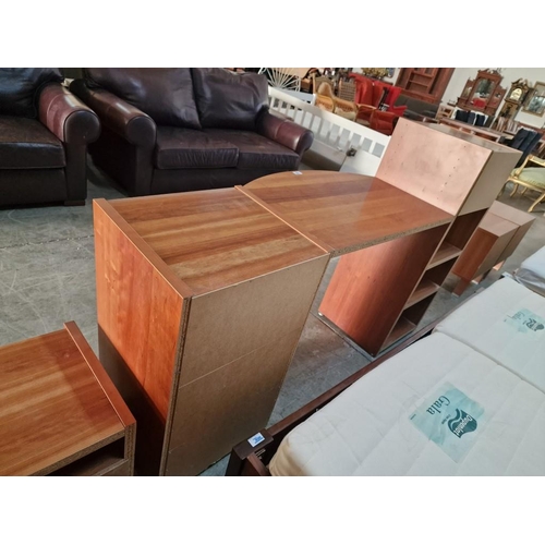 218 - Modern Cherry Colour Wood Bedroom Unit with Bow Fronted Dressing Table, 6-Drawers and Open Shelf, (A... 