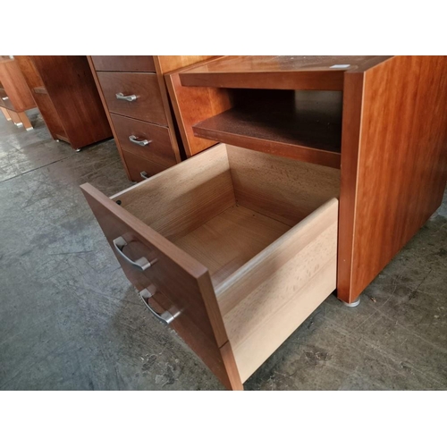 218 - Modern Cherry Colour Wood Bedroom Unit with Bow Fronted Dressing Table, 6-Drawers and Open Shelf, (A... 