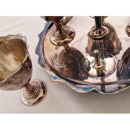 220 - Vintage Silver Plated Breakfast 4-Egg Cruet Server with Spoons on Fitted Stand with Central Carrying... 