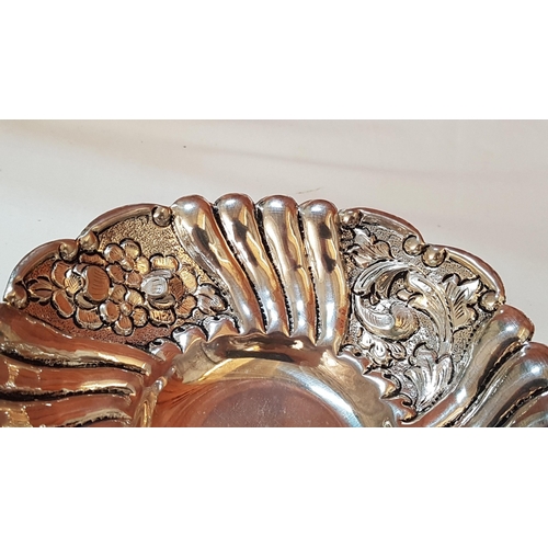 182 - Highly Ornate Dish/Bowl on Decorative 3-Legs, An Irregular Edge and Floral Pattern, Hallmark as 925 ... 