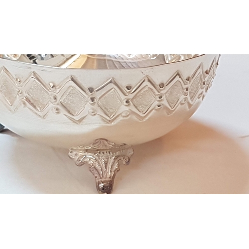 Large Silver (830) Cyprus Hallmark Bowl with Geometric Patter, Approx ...