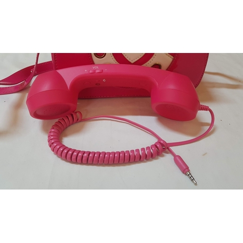176 - Retro 'Hot Pink' Telephone Bag, Rotary Telephone Purse Crossbody with Speaker in Receiver.